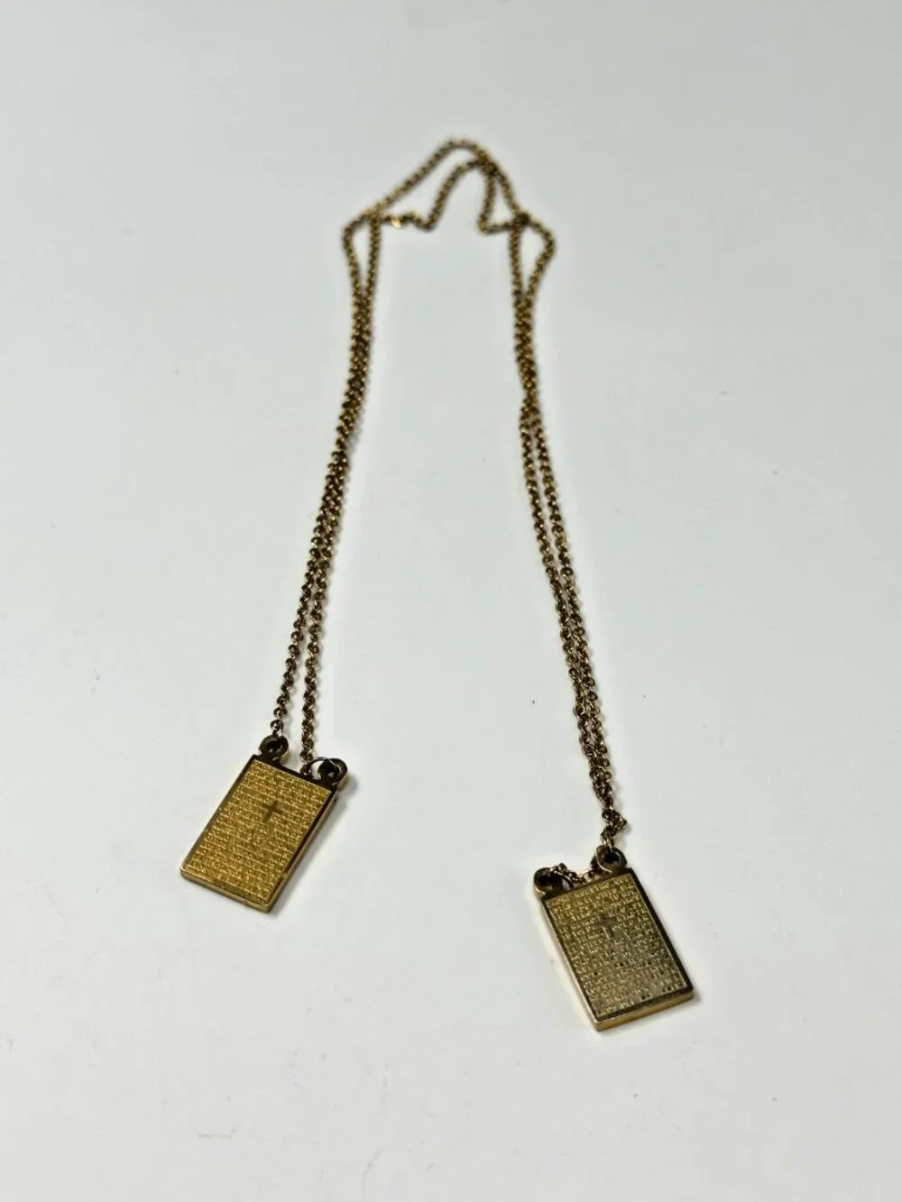 Steel Time Gold Stainless Steel Scapular Necklace Lords Prayer 28.5